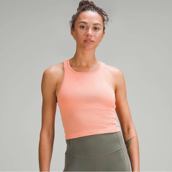 lululemon athletica Tops - Lululemon Ebb to Street Cropped Racerback Tank Top Sunny Coral Size 6